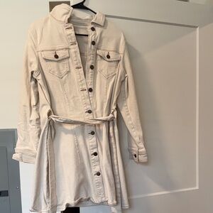 a.n.a Cream Denim Button-Up Jacket